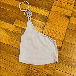 One-Shoulder White Crop Top